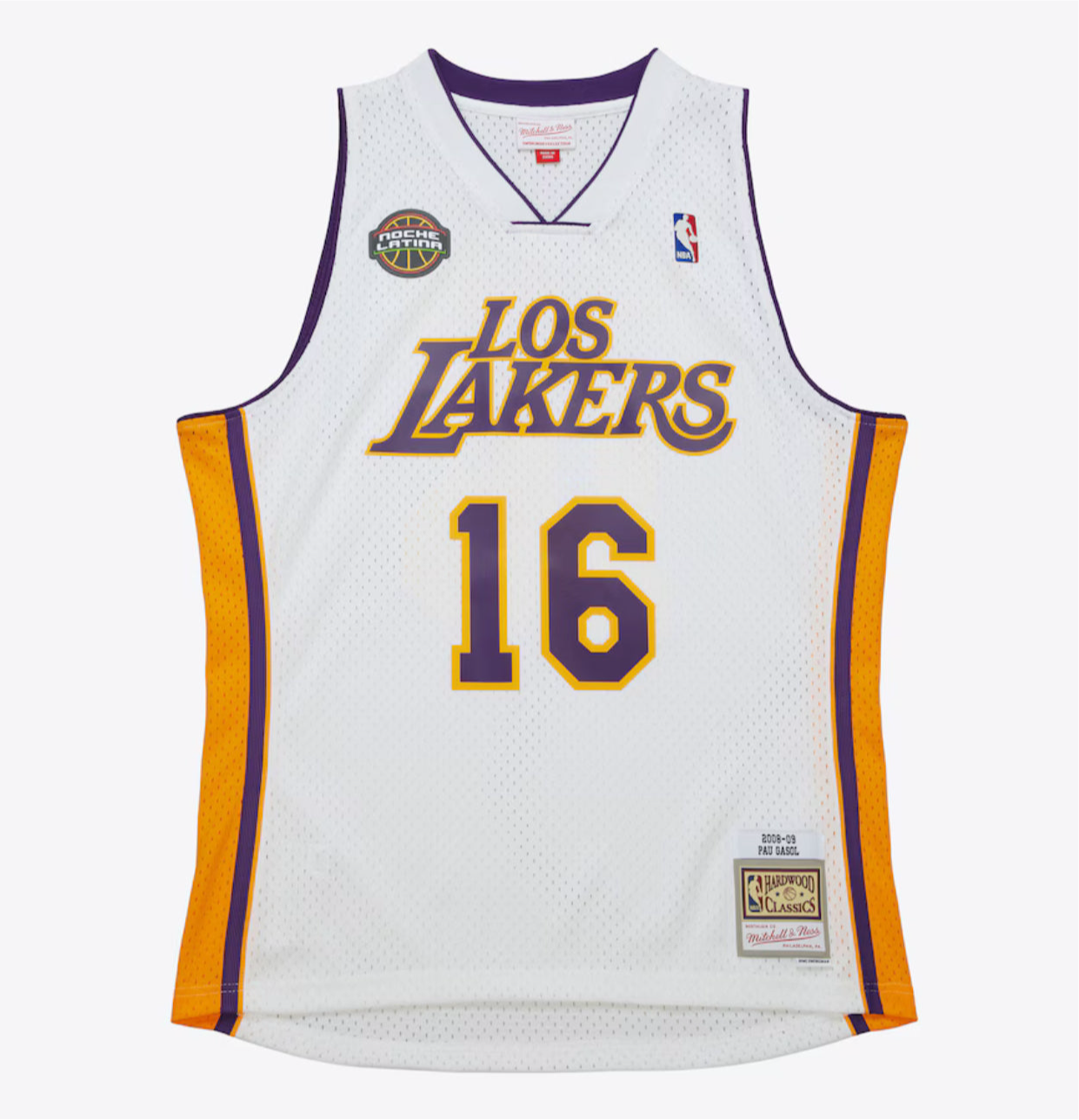 Men's Pau Gasol White Los Angeles Lakers 2008/09 Hardwood Classics Noche Latina Swingman Jersey