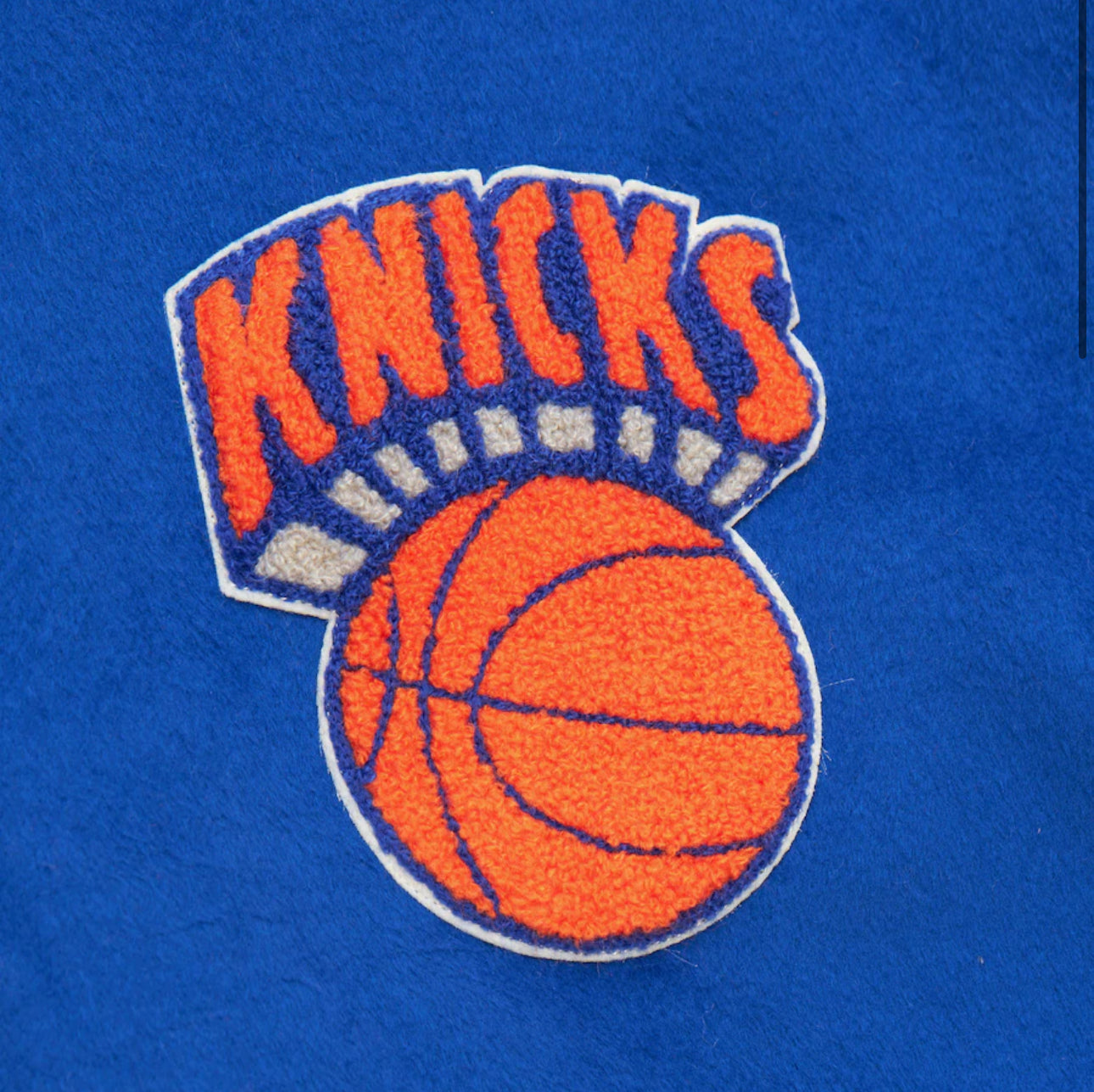 Men's Blue New York Knicks Team History Vintage Logo Full-Snap Varsity Jacket