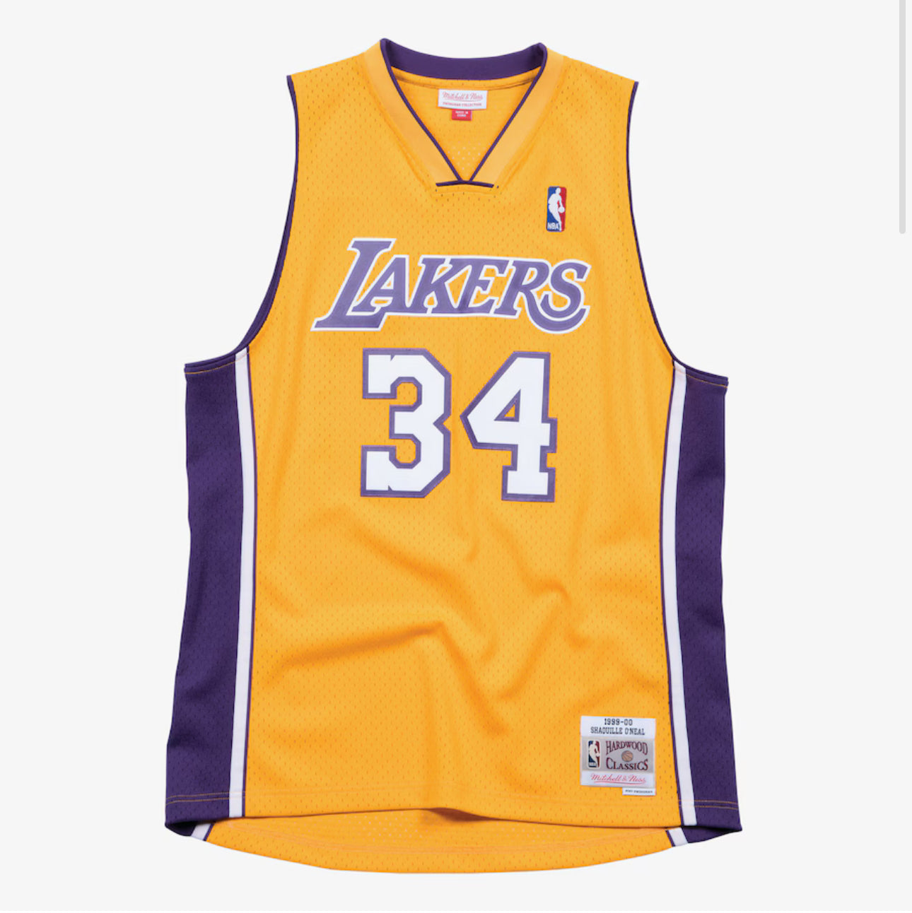 Men's Shaquille O'Neal Gold Los Angeles Lakers 1999/00 Hardwood Classics Swingman Player Jersey