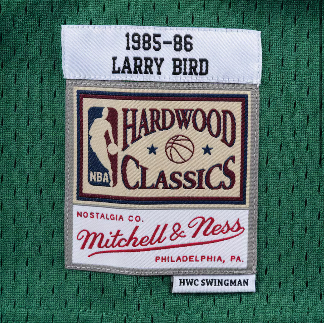 Men's Larry Bird Kelly Green Boston Celtics 1985/86 Hardwood Classics Swingman Player Jersey