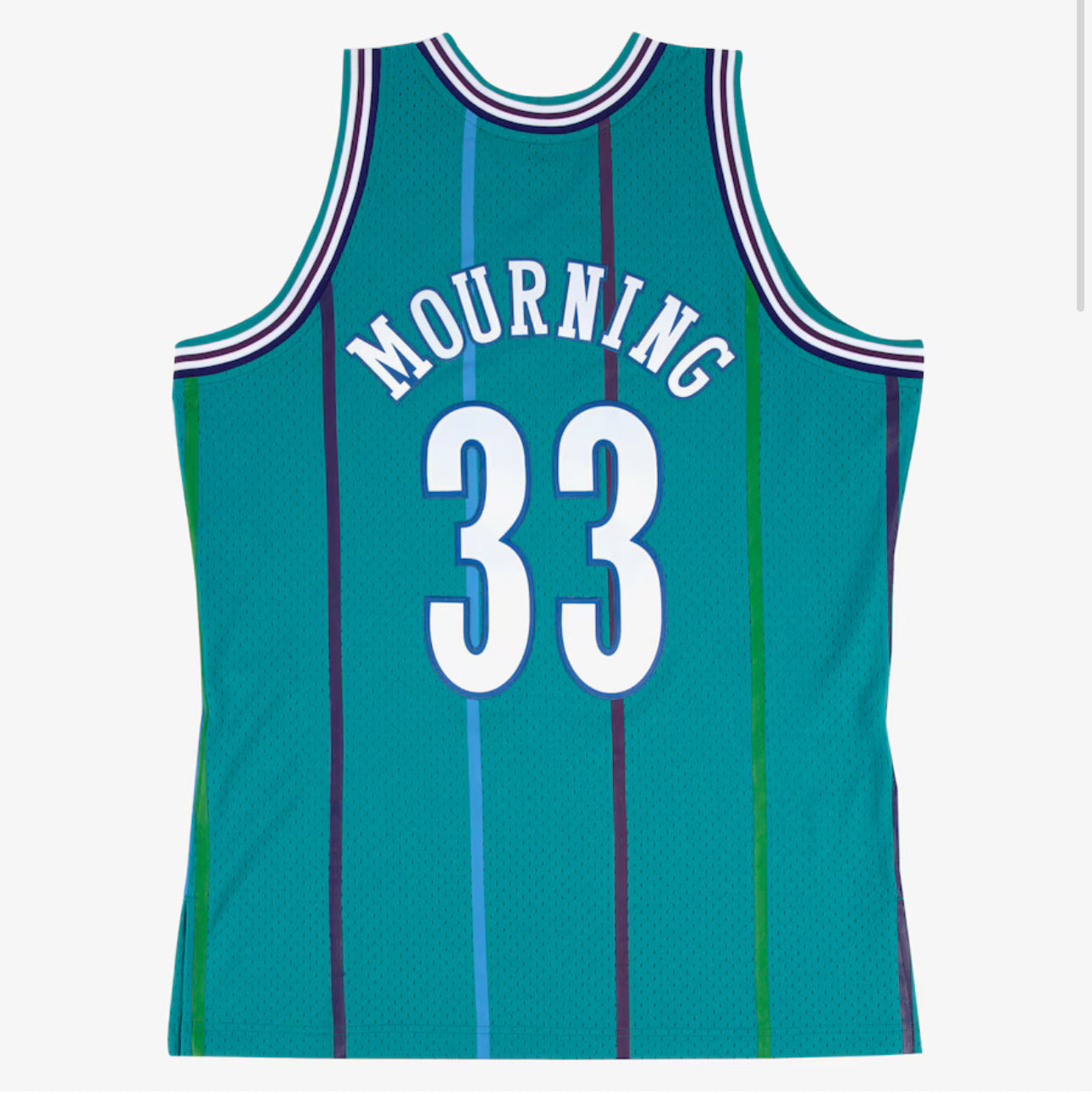 Men's Alonzo Mourning Teal Charlotte Hornets 1992/93 Hardwood Classics Swingman Player Jersey