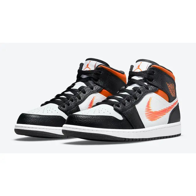 Jordan 1 Mid Zig Zag White Team Orange