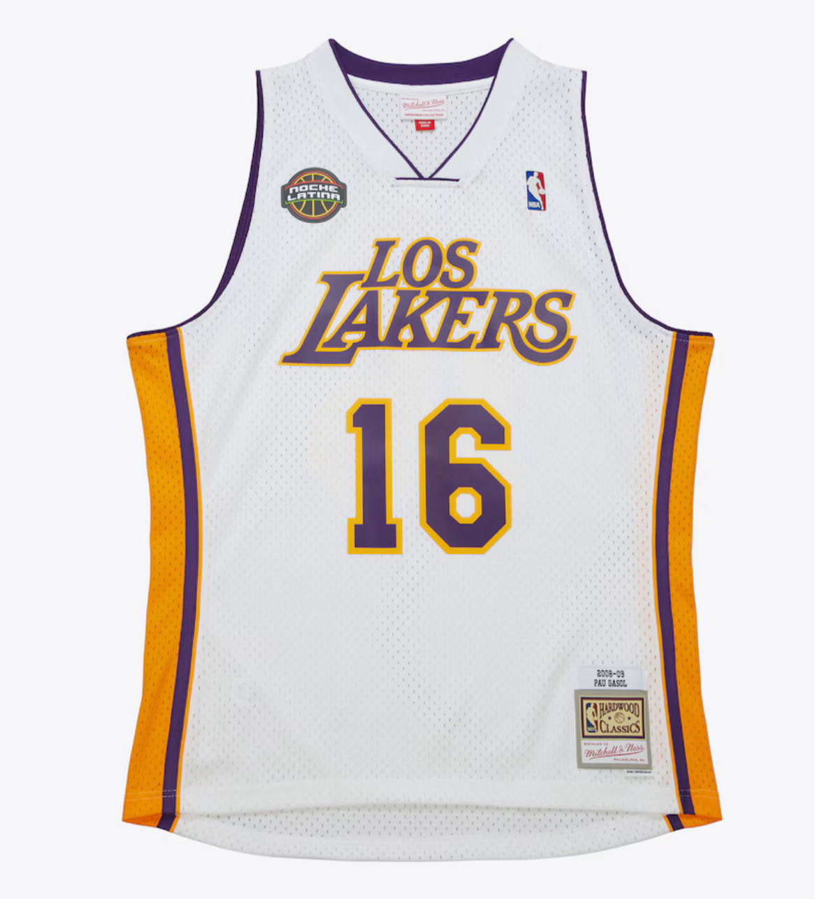 Men's Pau Gasol White Los Angeles Lakers 2008/09 Hardwood Classics Noche Latina Swingman Jersey
