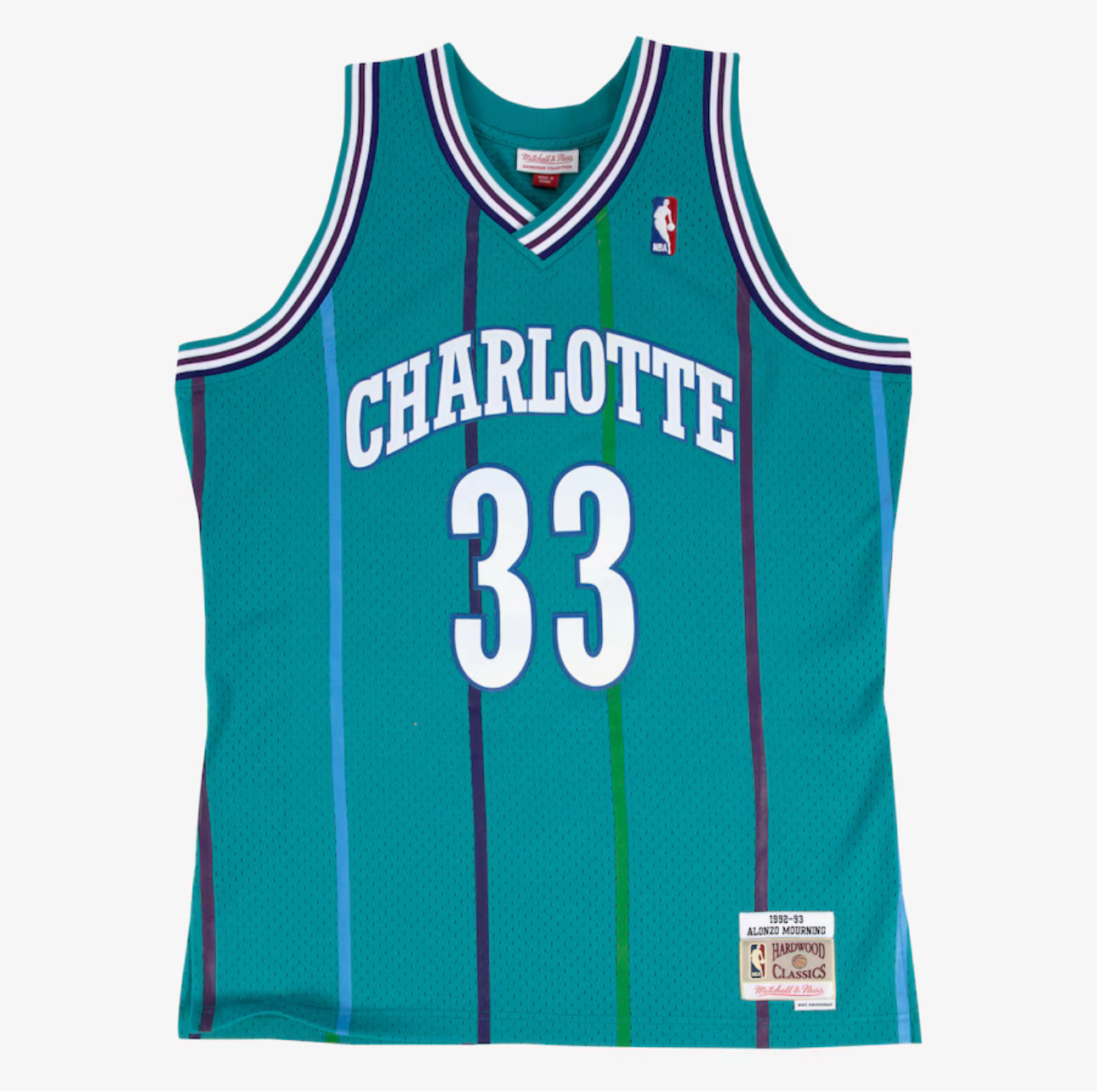 Men's Alonzo Mourning Teal Charlotte Hornets 1992/93 Hardwood Classics Swingman Player Jersey