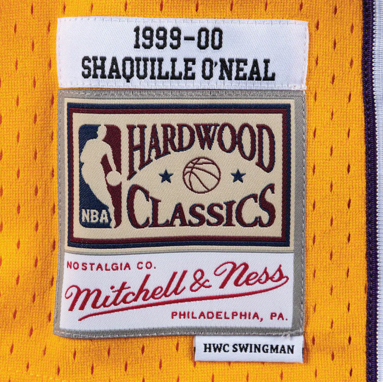 Men's Shaquille O'Neal Gold Los Angeles Lakers 1999/00 Hardwood Classics Swingman Player Jersey